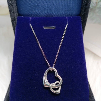 [Resenly Jewelry]DOUBLE HEART SILVER NECKLACE