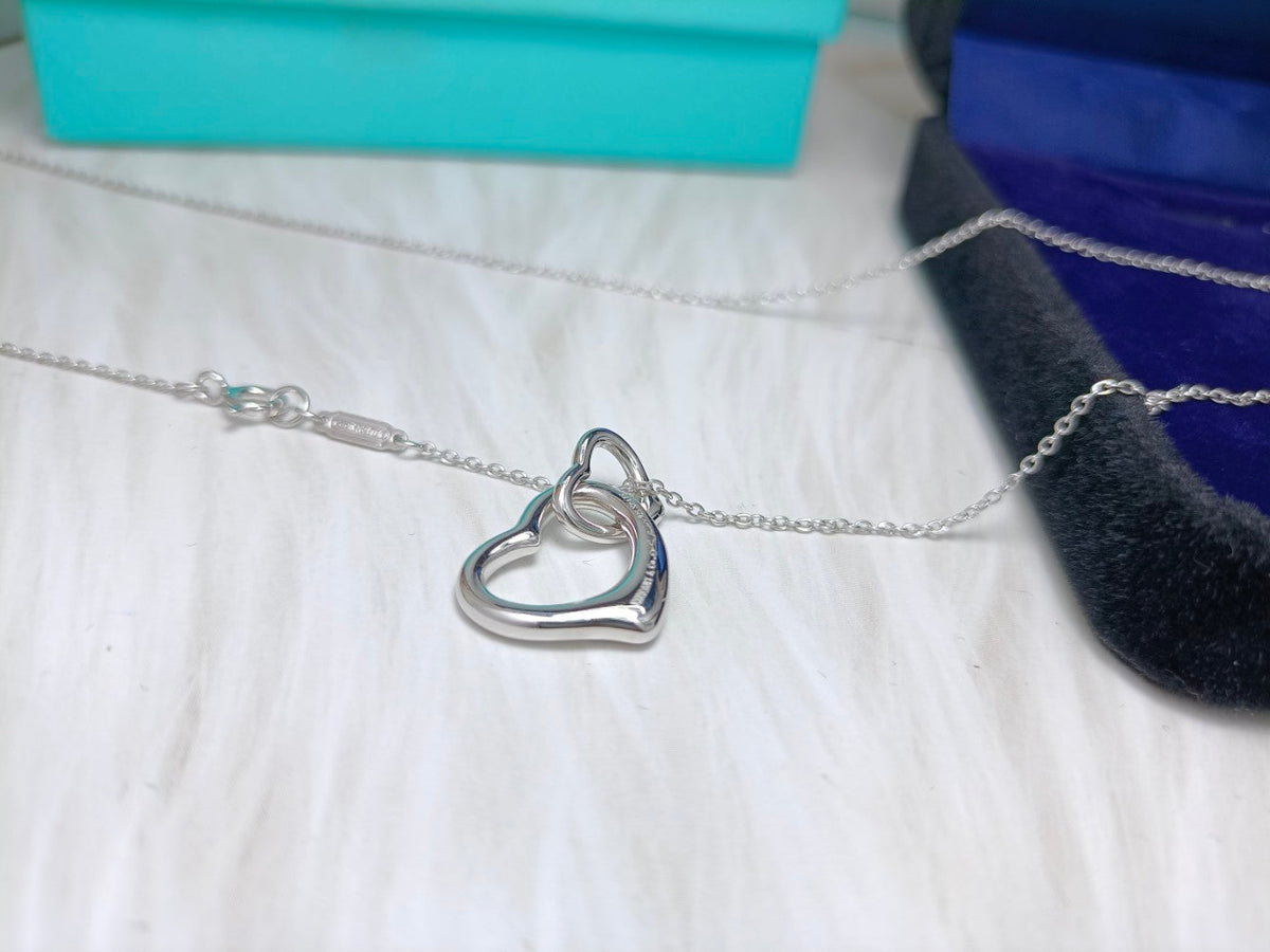[Resenly Jewelry]DOUBLE HEART SILVER NECKLACE