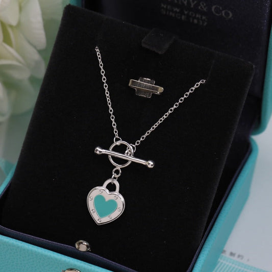 [Resenly Jewelry]DOUBLE HEART BLUE NECKLACE