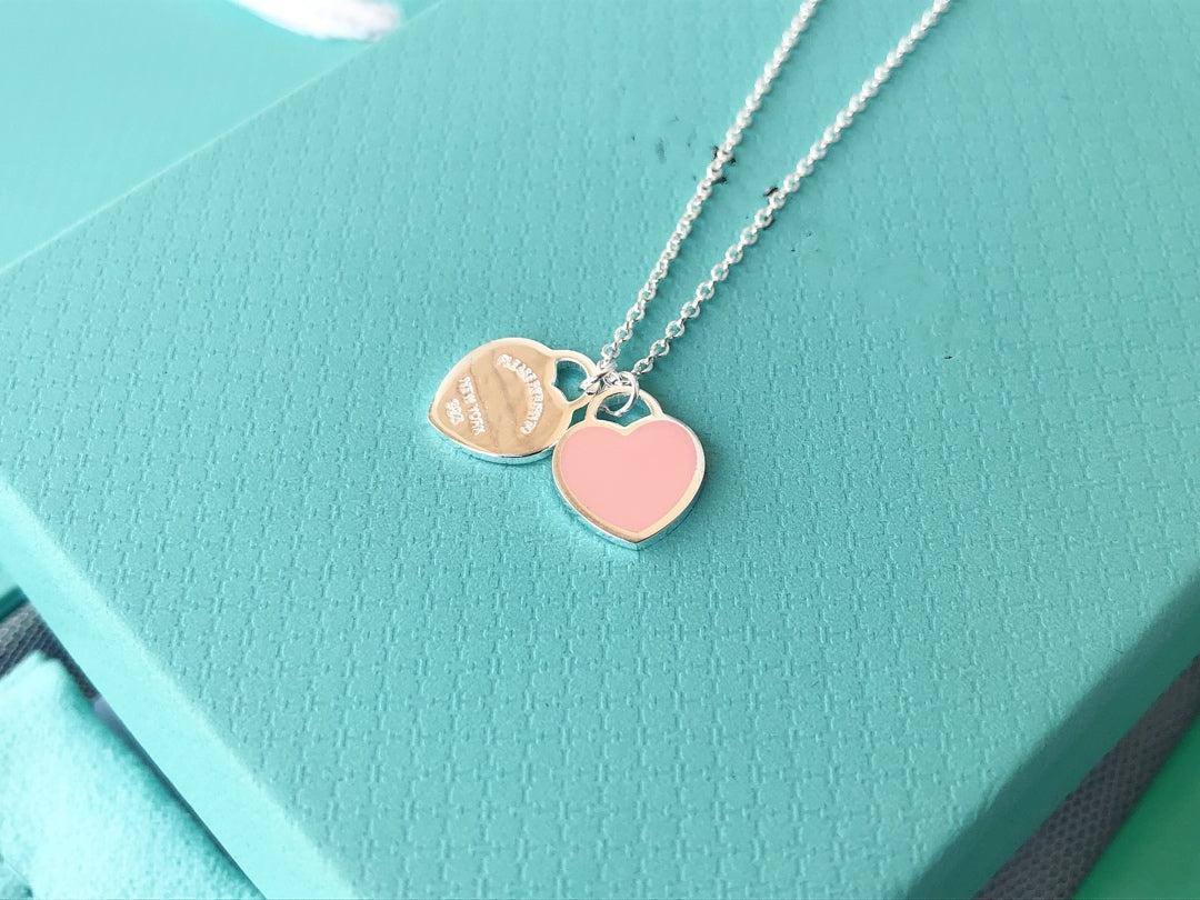 [Resenly Jewelry]DOUBLE HEART PEDANT SILVER NECKLACE