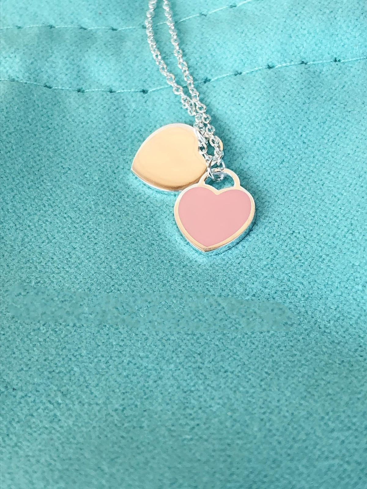 [Resenly Jewelry]DOUBLE HEART PEDANT SILVER NECKLACE