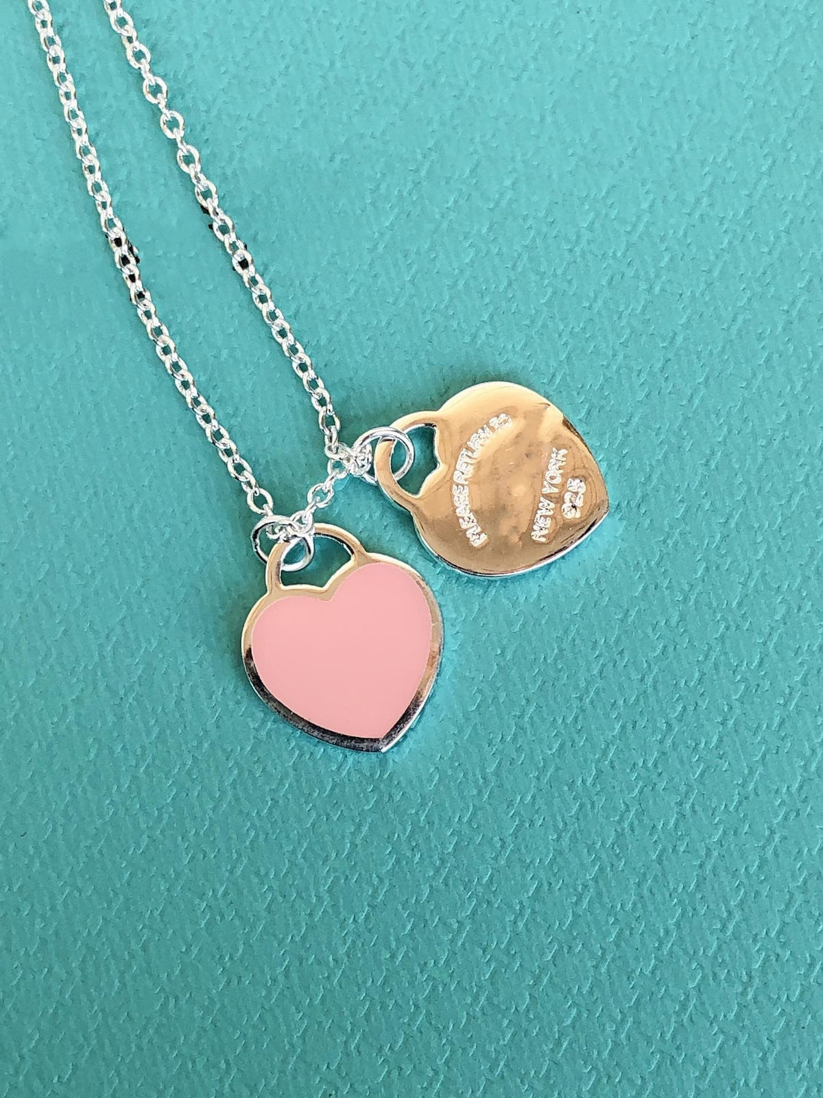 [Resenly Jewelry]DOUBLE HEART PEDANT SILVER NECKLACE