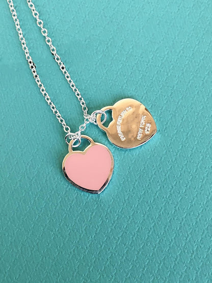 [Resenly Jewelry]DOUBLE HEART PEDANT SILVER NECKLACE