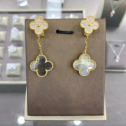 [Resenly Jewelry]CLOVER  2 MOTIFS  DIAMOND  EARRINGS (MULTIPLE CHOICESç´