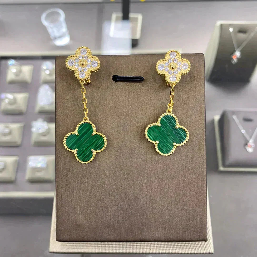 [Resenly Jewelry]CLOVER  2 MOTIFS  DIAMOND  EARRINGS (MULTIPLE CHOICESç´