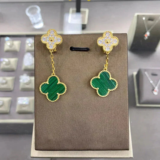 [Resenly Jewelry]CLOVER  2 MOTIFS  DIAMOND  EARRINGS (MULTIPLE CHOICESç´