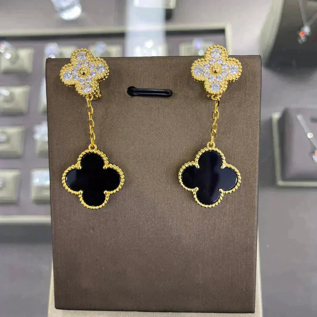 [Resenly Jewelry]CLOVER  2 MOTIFS  DIAMOND  EARRINGS (MULTIPLE CHOICESç´