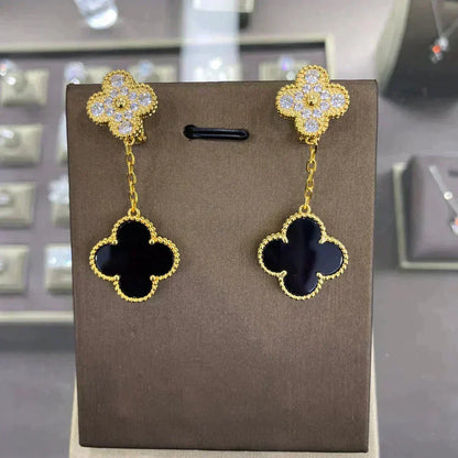 [Resenly Jewelry]CLOVER  2 MOTIFS  DIAMOND  EARRINGS (MULTIPLE CHOICESç´
