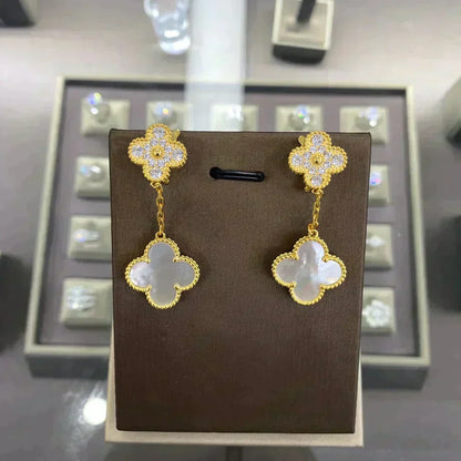 [Resenly Jewelry]CLOVER  2 MOTIFS  DIAMOND  EARRINGS (MULTIPLE CHOICESç´