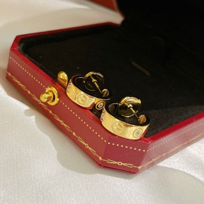 [Resenly Jewelry]LOVE EARRINGS 5.7MM 2 DIAMONDS