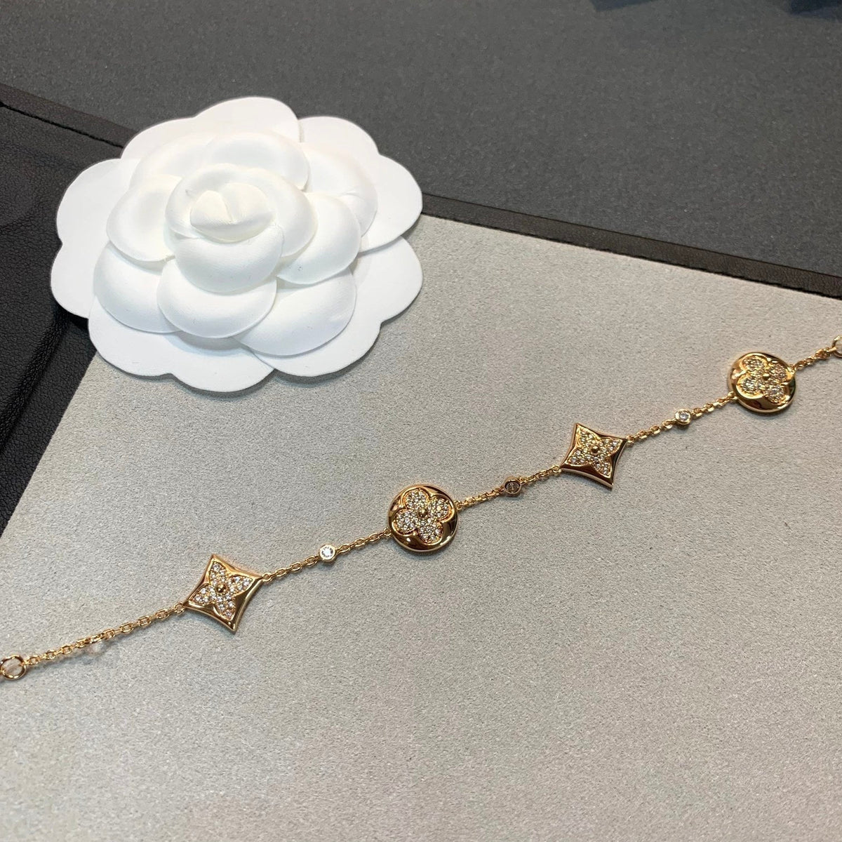 [Resenly Jewelry]STAR AND SUN 4 MOTIFS GOLD DIAMONDS BRACELET