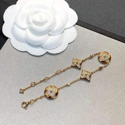 [Resenly Jewelry]STAR AND SUN 4 MOTIFS GOLD DIAMONDS BRACELET