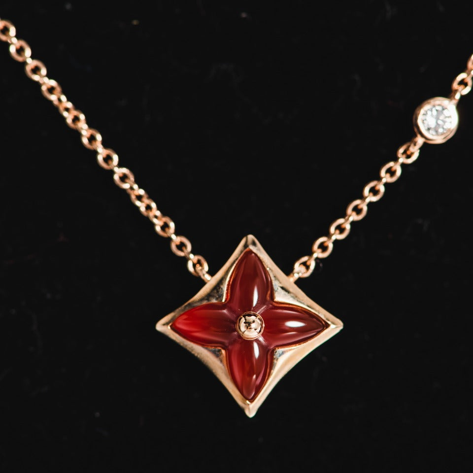 [Resenly Jewelry]STAR NECKLACE PINK GOLD 1 DIAMOND