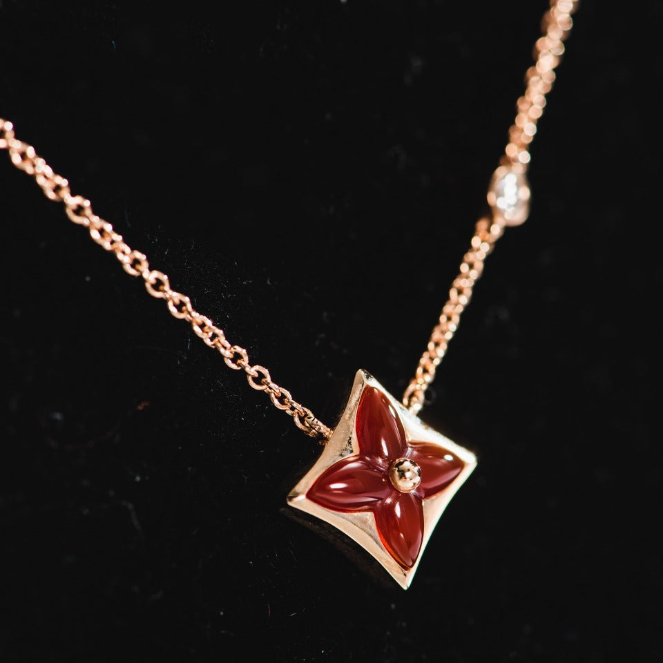 [Resenly Jewelry]STAR NECKLACE PINK GOLD 1 DIAMOND