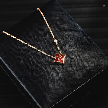 [Resenly Jewelry]STAR NECKLACE PINK GOLD 1 DIAMOND