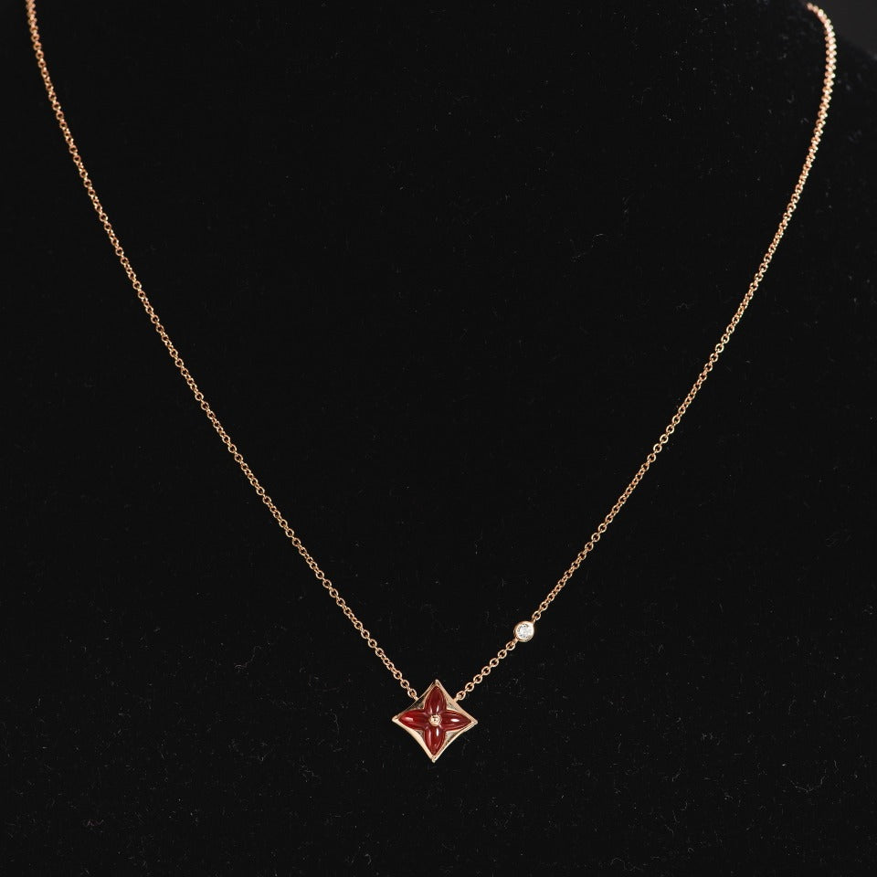 [Resenly Jewelry]STAR NECKLACE PINK GOLD 1 DIAMOND