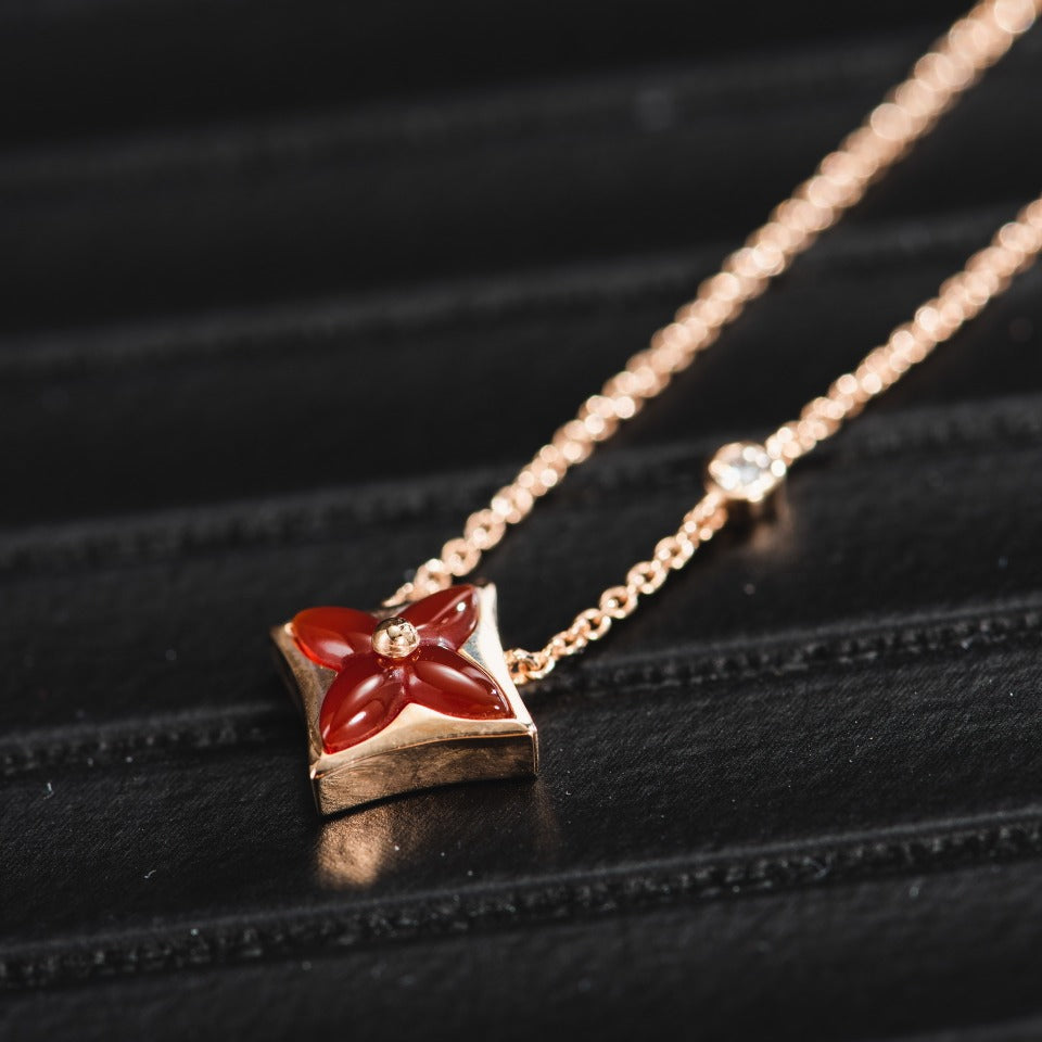 [Resenly Jewelry]STAR NECKLACE PINK GOLD 1 DIAMOND