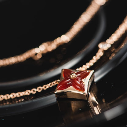 [Resenly Jewelry]STAR NECKLACE PINK GOLD 1 DIAMOND