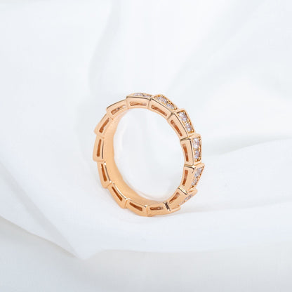 [Resenly Jewelry]SERPENTI RING PINK GOLD DIAMOND PAVED 3MM