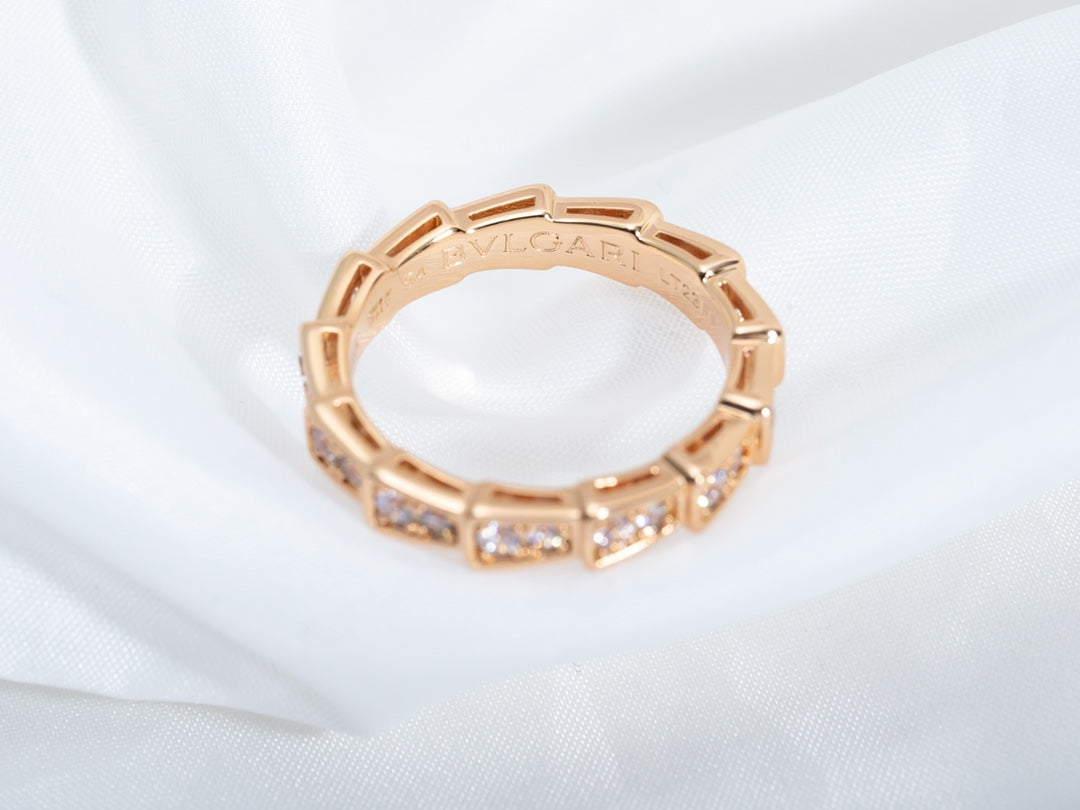 [Resenly Jewelry]SERPENTI RING PINK GOLD DIAMOND PAVED 3MM