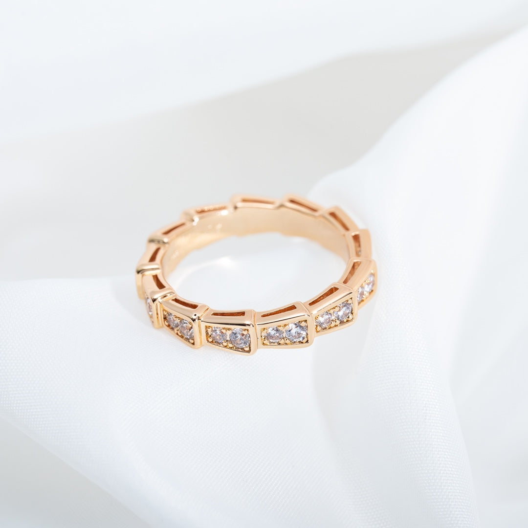 [Resenly Jewelry]SERPENTI RING PINK GOLD DIAMOND PAVED 3MM
