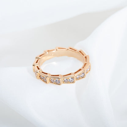 [Resenly Jewelry]SERPENTI RING PINK GOLD DIAMOND PAVED 3MM