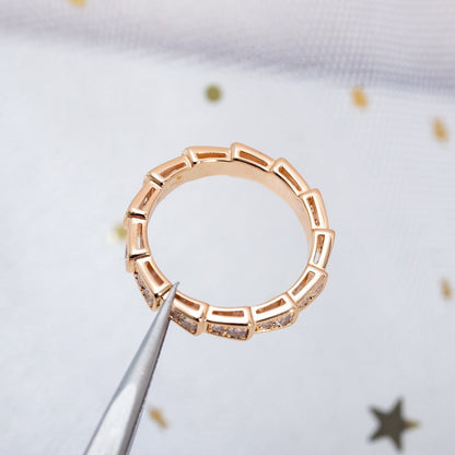 [Resenly Jewelry]SERPENTI RING PINK GOLD DIAMOND PAVED 3MM