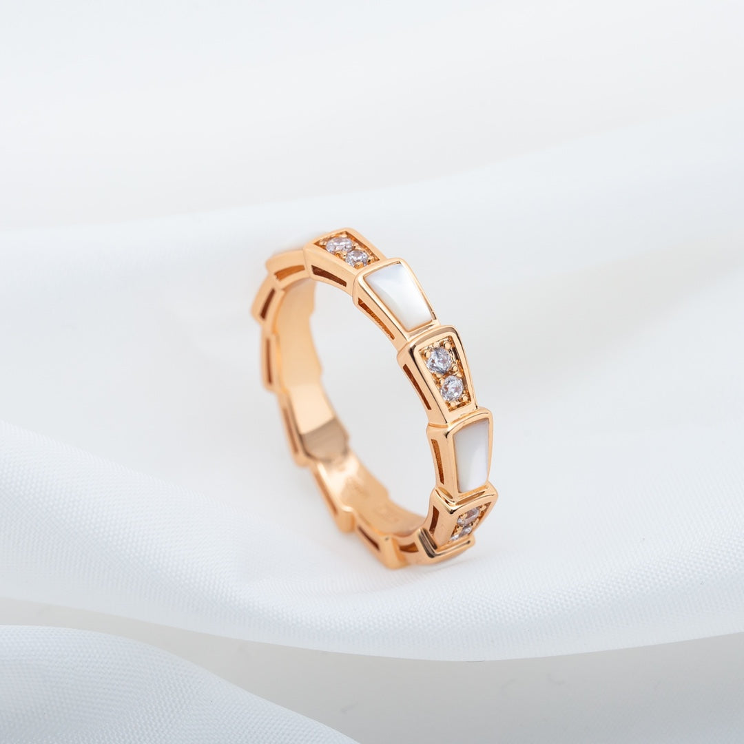 [Resenly Jewelry]SERPENTI RING PINK GOLD DIAMOND MOP 3MM