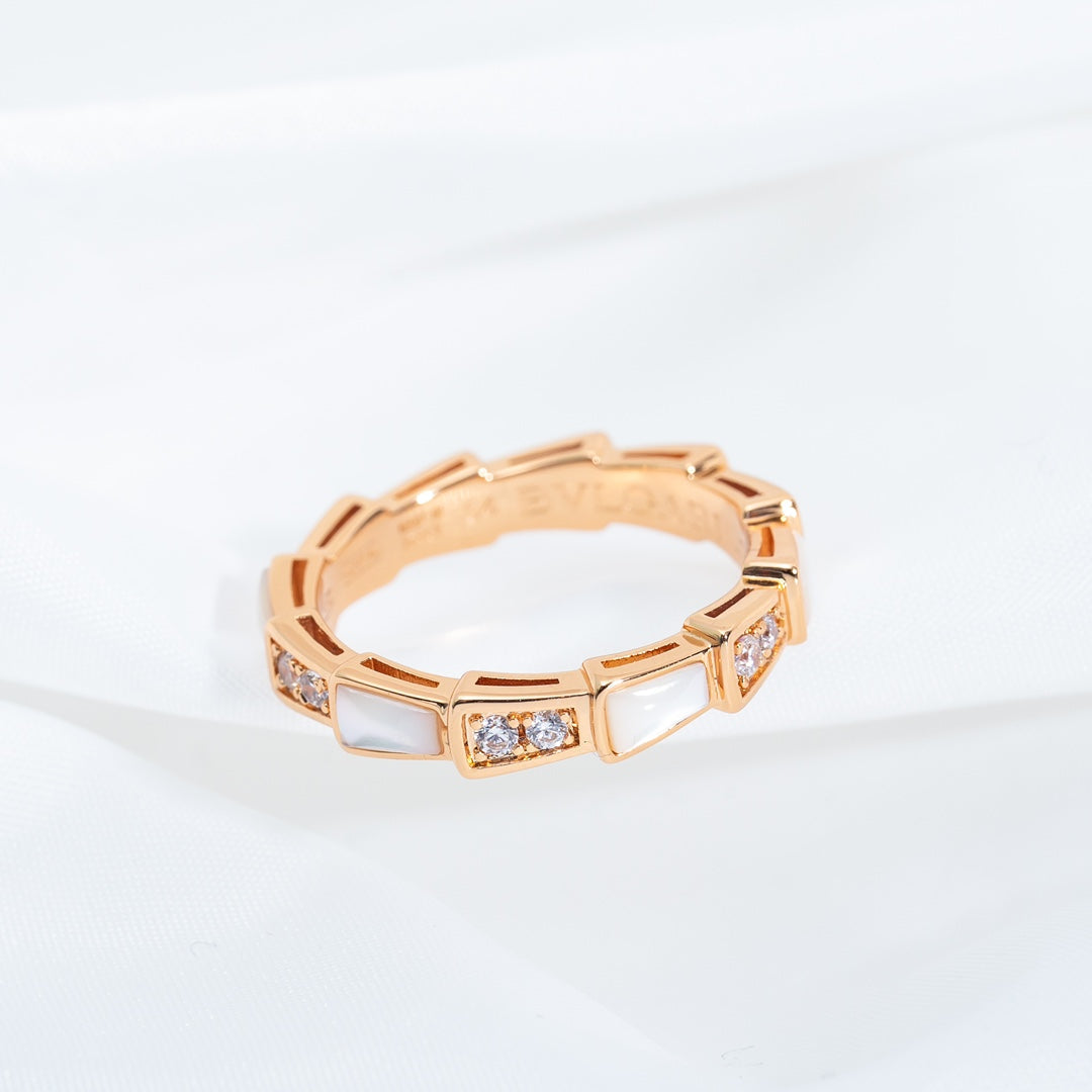 [Resenly Jewelry]SERPENTI RING PINK GOLD DIAMOND MOP 3MM