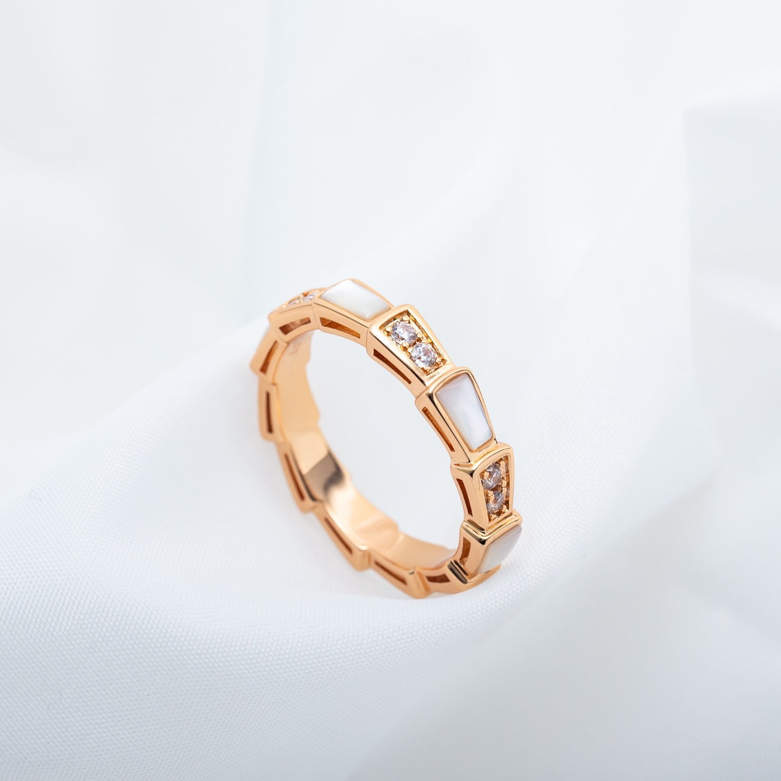 [Resenly Jewelry]SERPENTI RING PINK GOLD DIAMOND MOP 3MM