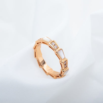 [Resenly Jewelry]SERPENTI RING PINK GOLD DIAMOND MOP 3MM