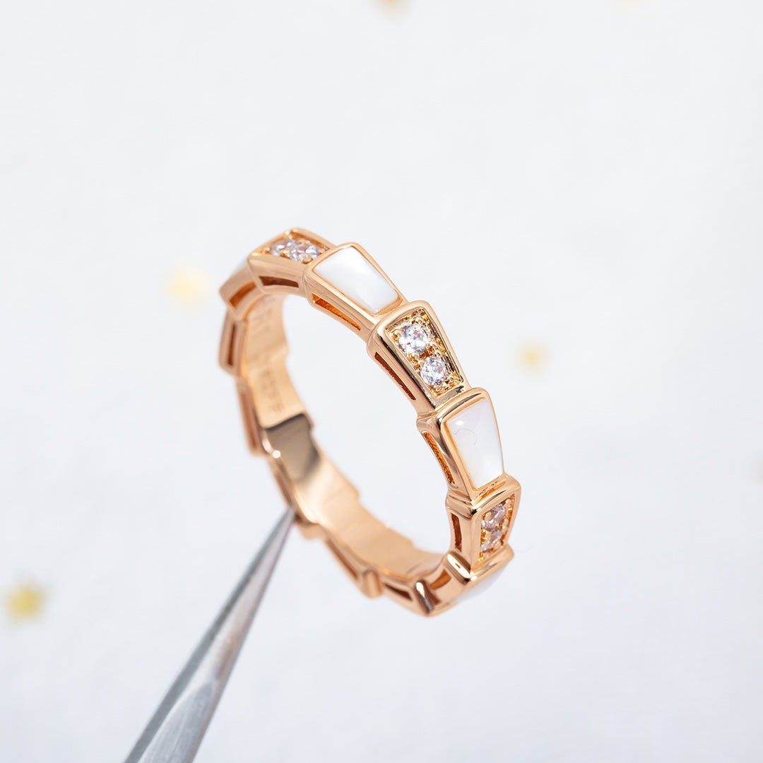 [Resenly Jewelry]SERPENTI RING PINK GOLD DIAMOND MOP 3MM