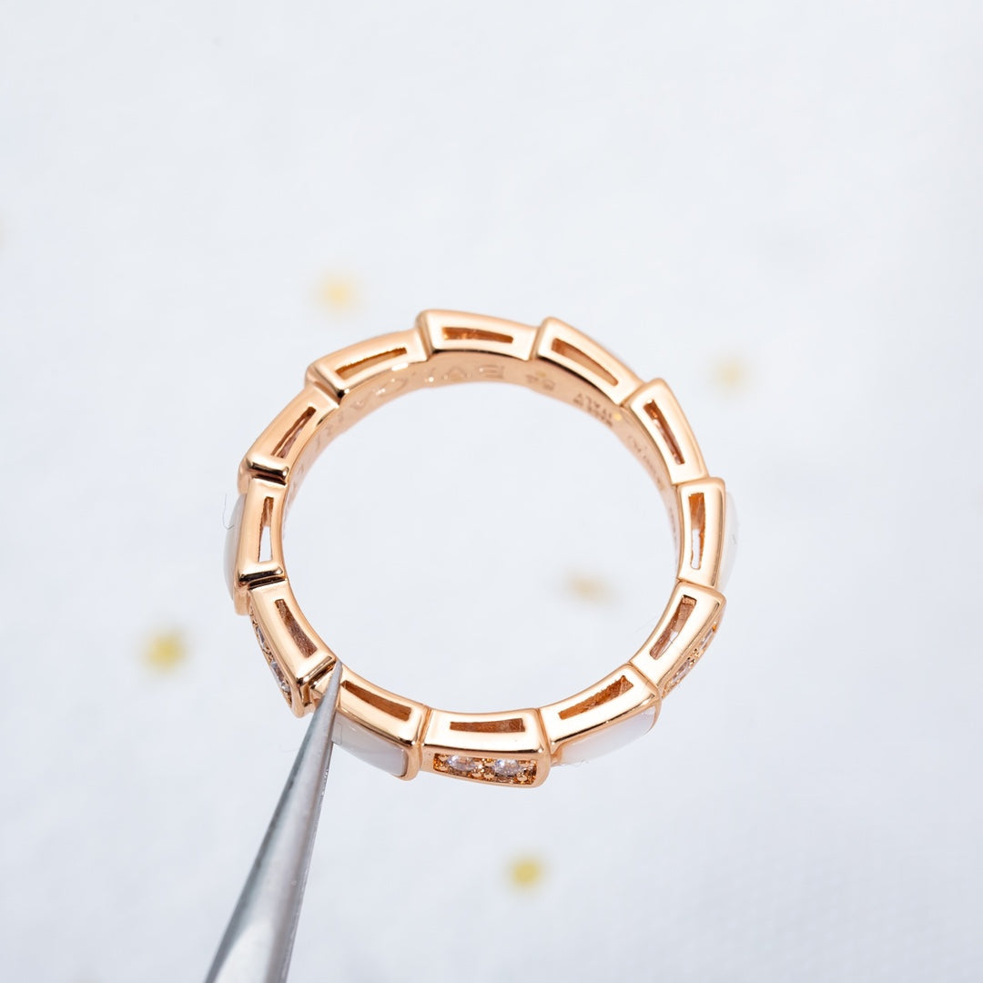 [Resenly Jewelry]SERPENTI RING PINK GOLD DIAMOND MOP 3MM