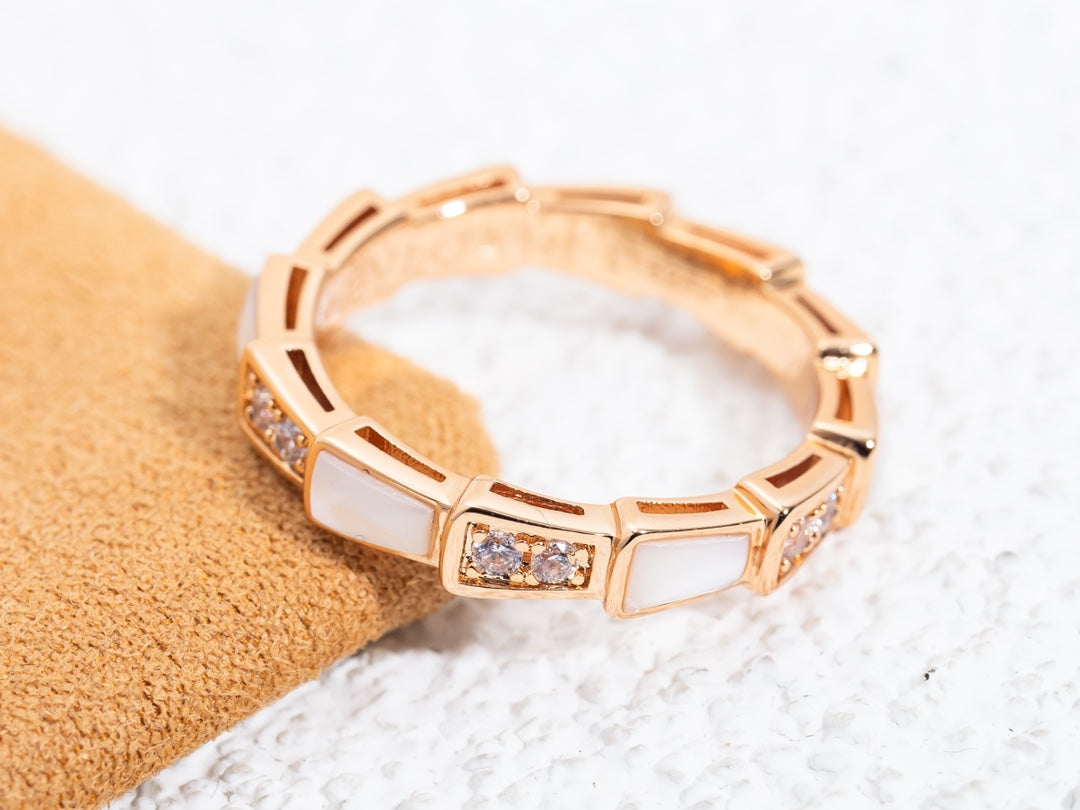 [Resenly Jewelry]SERPENTI RING PINK GOLD DIAMOND MOP 3MM