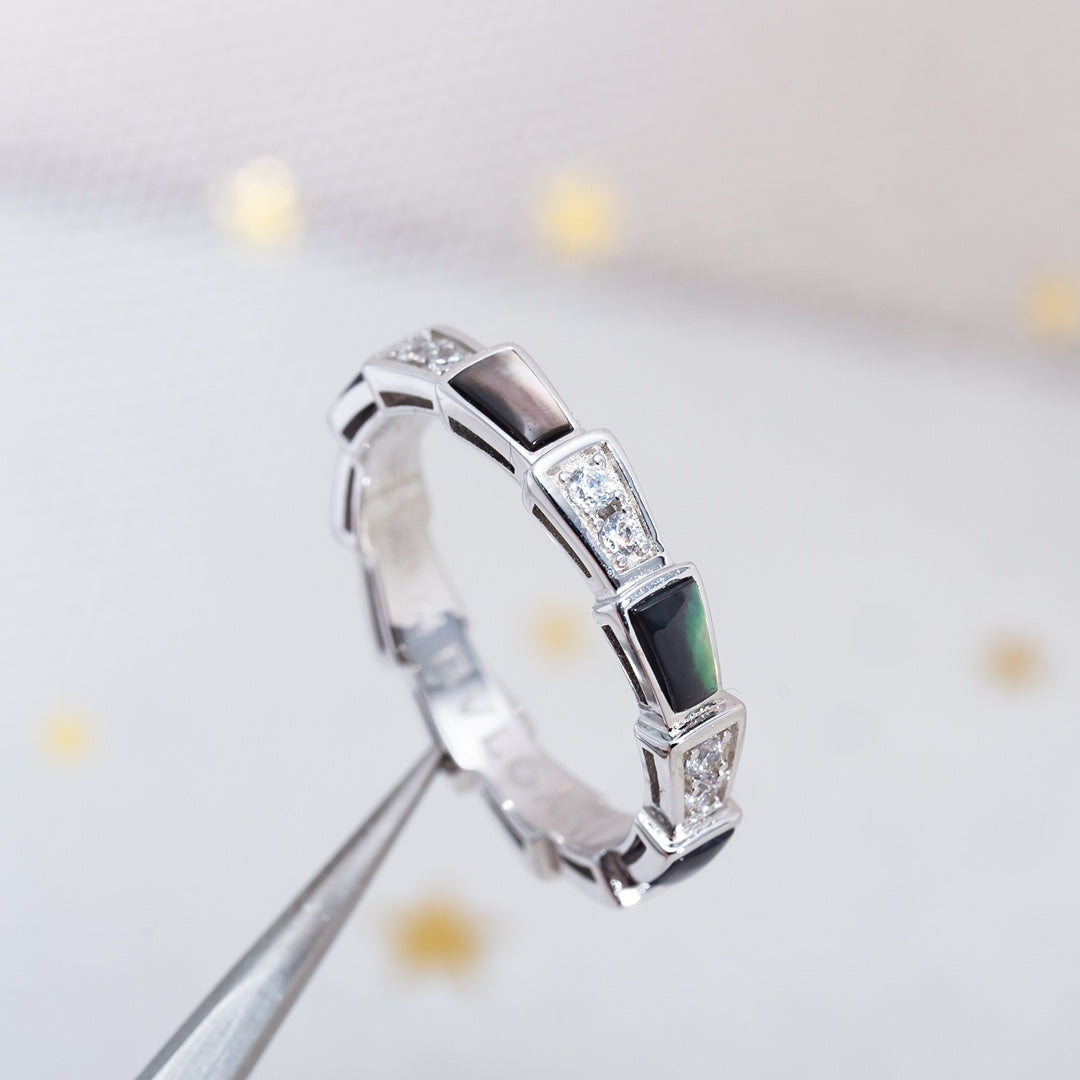 [Resenly Jewelry]SERPENTI RING SILVER  DIAMOND BLACK MOP 3MM