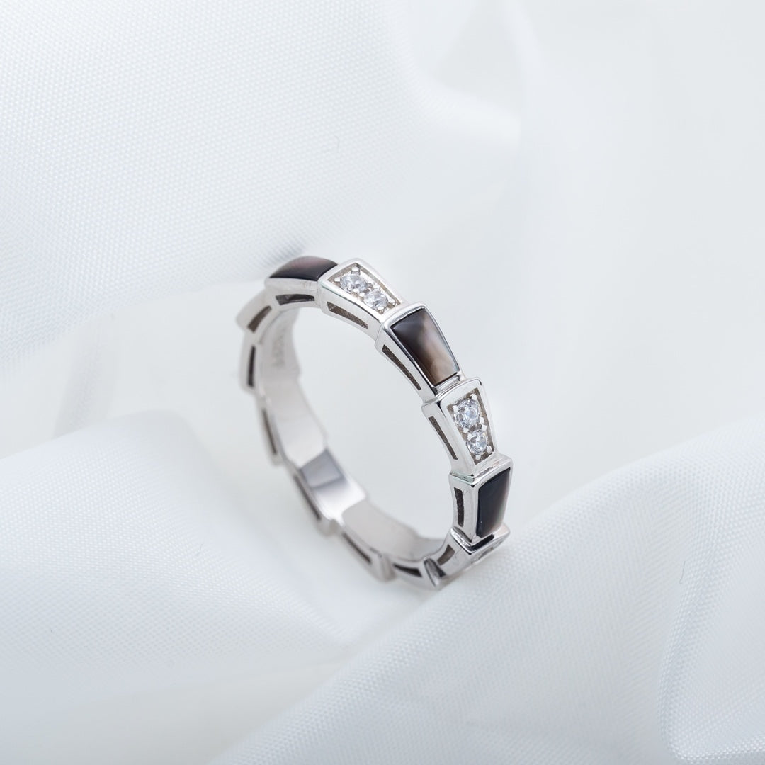 [Resenly Jewelry]SERPENTI RING SILVER  DIAMOND BLACK MOP 3MM