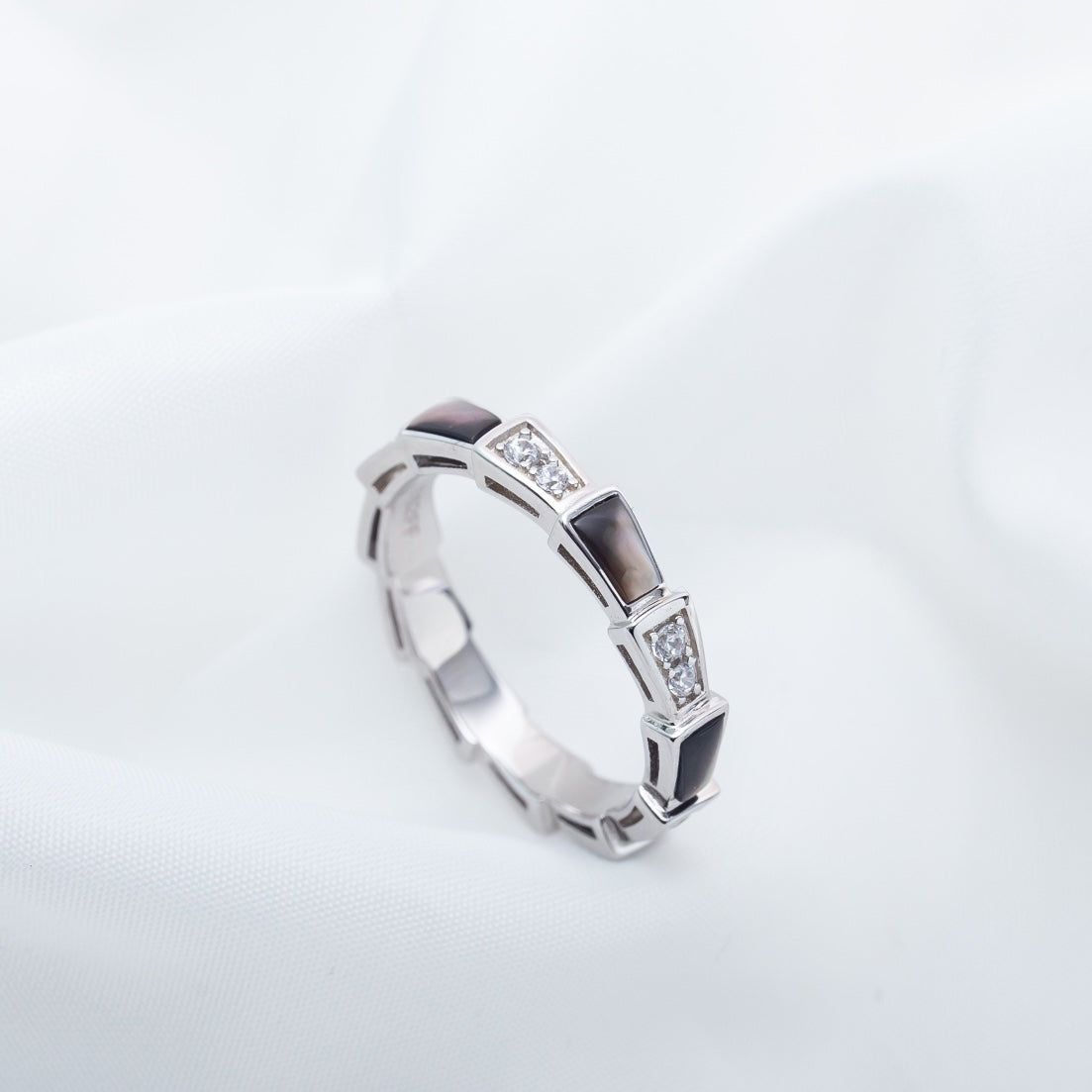 [Resenly Jewelry]SERPENTI RING SILVER  DIAMOND BLACK MOP 3MM