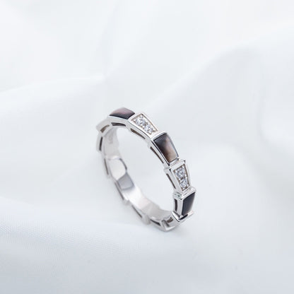 [Resenly Jewelry]SERPENTI RING SILVER  DIAMOND BLACK MOP 3MM