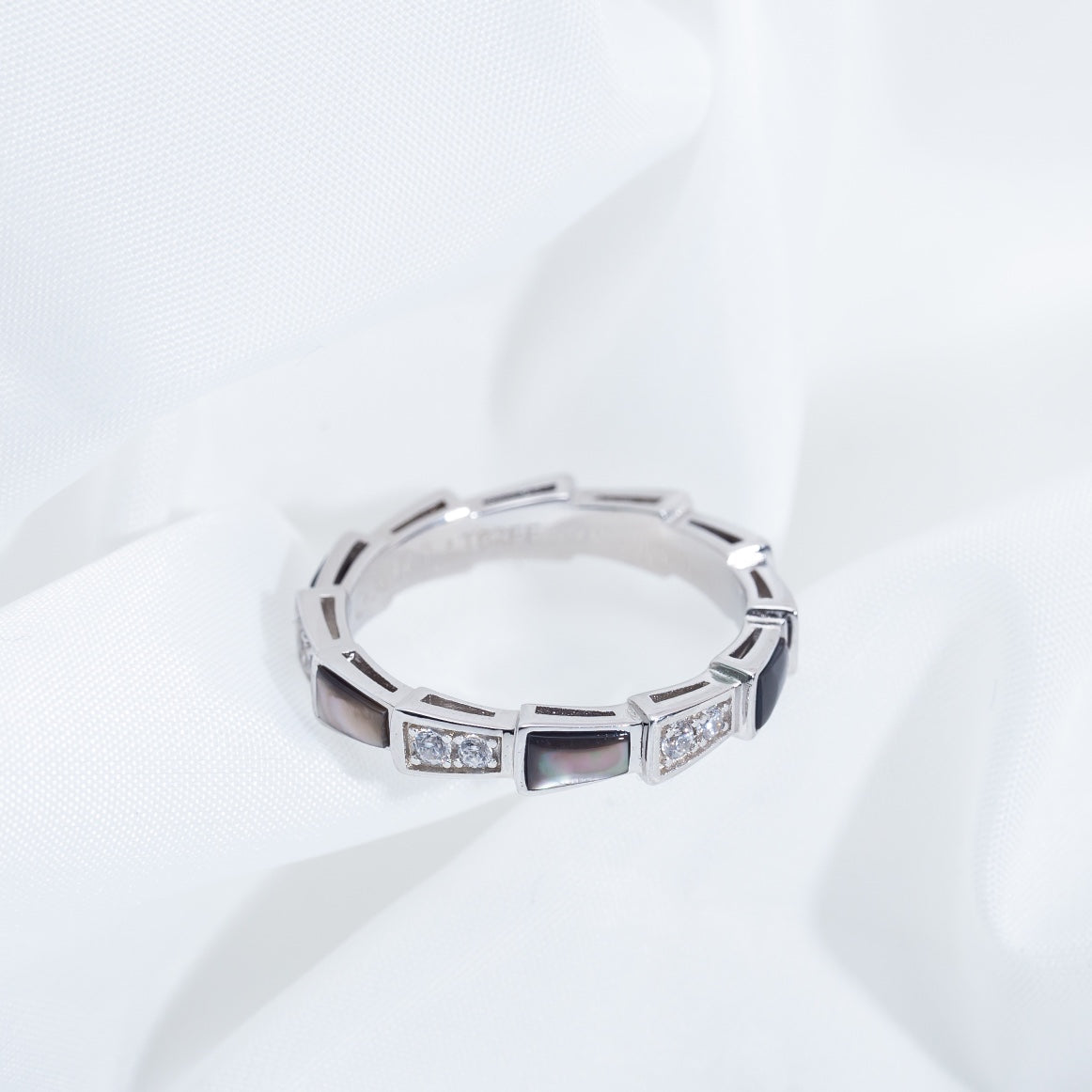 [Resenly Jewelry]SERPENTI RING SILVER  DIAMOND BLACK MOP 3MM