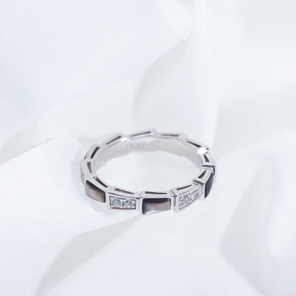 [Resenly Jewelry]SERPENTI RING SILVER  DIAMOND BLACK MOP 3MM