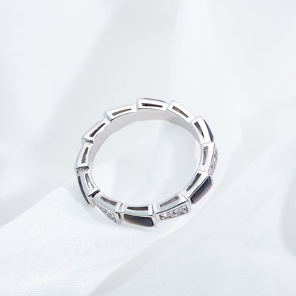 [Resenly Jewelry]SERPENTI RING SILVER  DIAMOND BLACK MOP 3MM