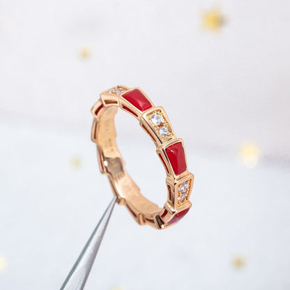 [Resenly Jewelry]SERPENTI RING PINK GOLD CARNELIAN DIAMOND 3MM