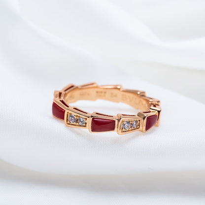 [Resenly Jewelry]SERPENTI RING PINK GOLD CARNELIAN DIAMOND 3MM