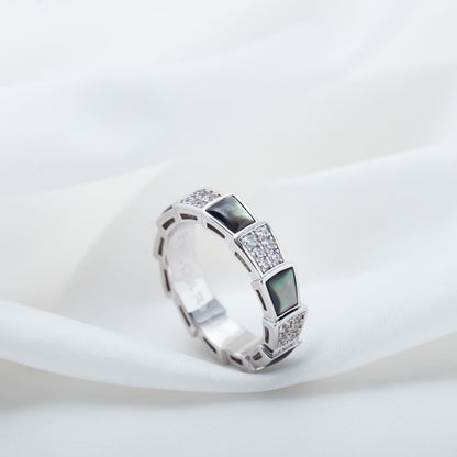 [Resenly Jewelry]SERPENTI RING SILVER DIAMOND BLACK MOP 4MM