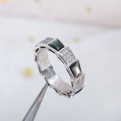[Resenly Jewelry]SERPENTI RING SILVER DIAMOND BLACK MOP 4MM