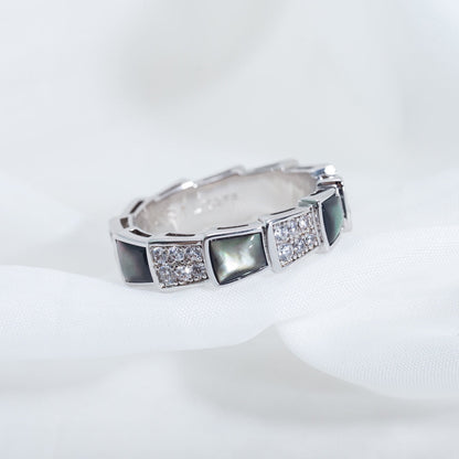 [Resenly Jewelry]SERPENTI RING SILVER DIAMOND BLACK MOP 4MM