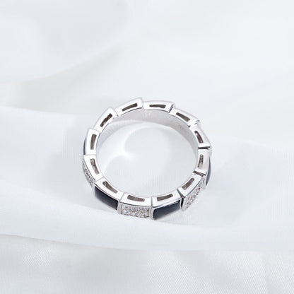 [Resenly Jewelry]SERPENTI RING SILVER DIAMOND BLACK MOP 4MM