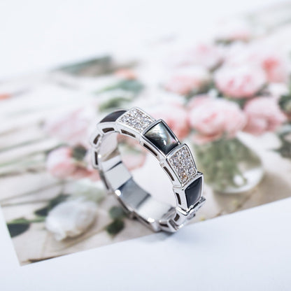 [Resenly Jewelry]SERPENTI RING SILVER DIAMOND BLACK MOP 4MM