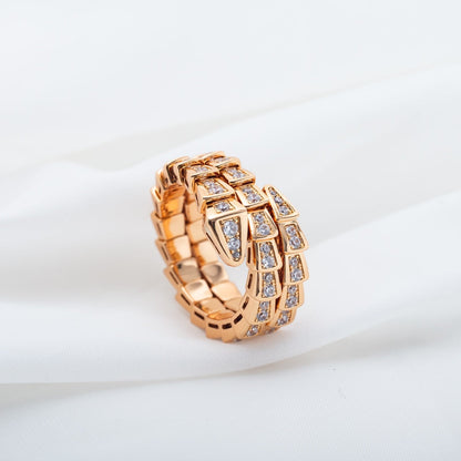 [Resenly Jewelry]SERPENTI RING PINK GOLD DIAMOND DOUBLE ROW
