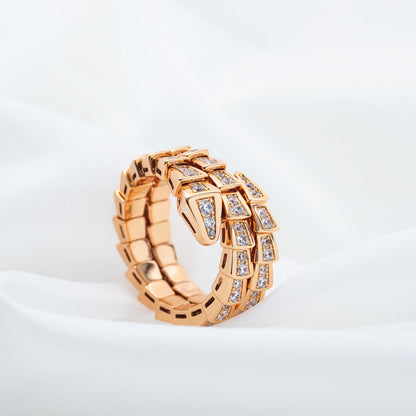 [Resenly Jewelry]SERPENTI RING PINK GOLD DIAMOND DOUBLE ROW